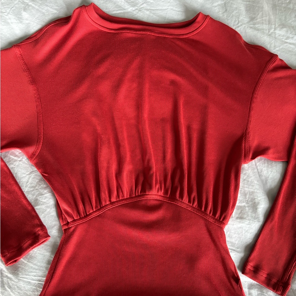 Lululemon Vibrant Red/Rust Rib Long Sleeve Tee